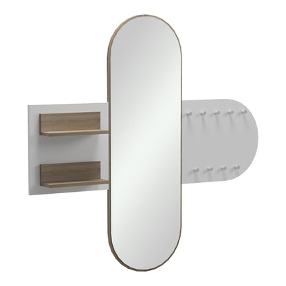 Κρεμάστρα με Καθρέπτη Baunty Sonoma-Λευκό 125x11x122