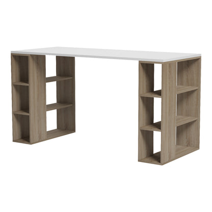 Γραφείο με Ραφιέρα Colmar Sonoma-Λευκό 140x60x75