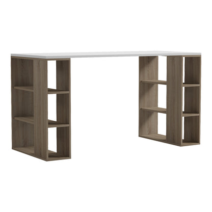 Γραφείο με Ραφιέρα Colmar Sonoma-Λευκό 140x60x75