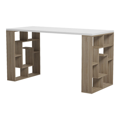Γραφείο με Ραφιέρα Labirent Sonoma-Λευκό 140x60x75
