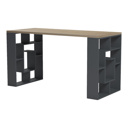 Γραφείο με Ραφιέρα Labirent Ανθρακί-Sonoma 140x60x75
