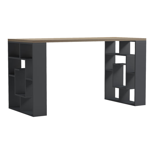 Γραφείο με Ραφιέρα Labirent Ανθρακί-Sonoma 140x60x75