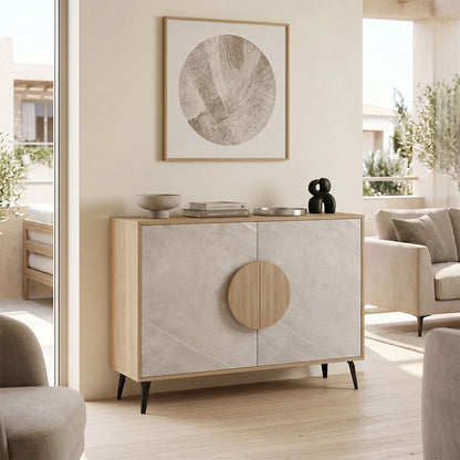 Μπουφές Gora Sonoma-Μπεζ Όψη Μαρμάρου 110x35.5x82