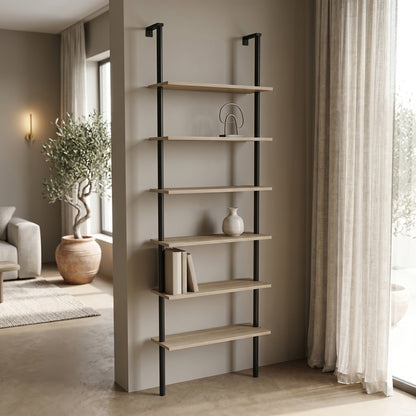 Βιβλιοθήκη Επιτοίχια Dimmo Sonoma-Μαύρο Μέταλλο 60x20x180