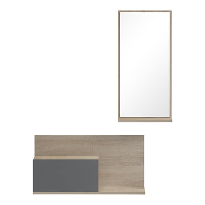 Miranda Entryway Furniture with Mirror in Sonoma-Anthracite Shade 60x30x89.5