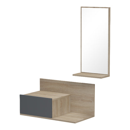 Miranda Entryway Furniture with Mirror in Sonoma-Anthracite Shade 60x30x89.5