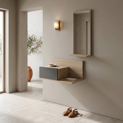 Miranda Entryway Furniture with Mirror in Sonoma-Anthracite Shade 60x30x89.5