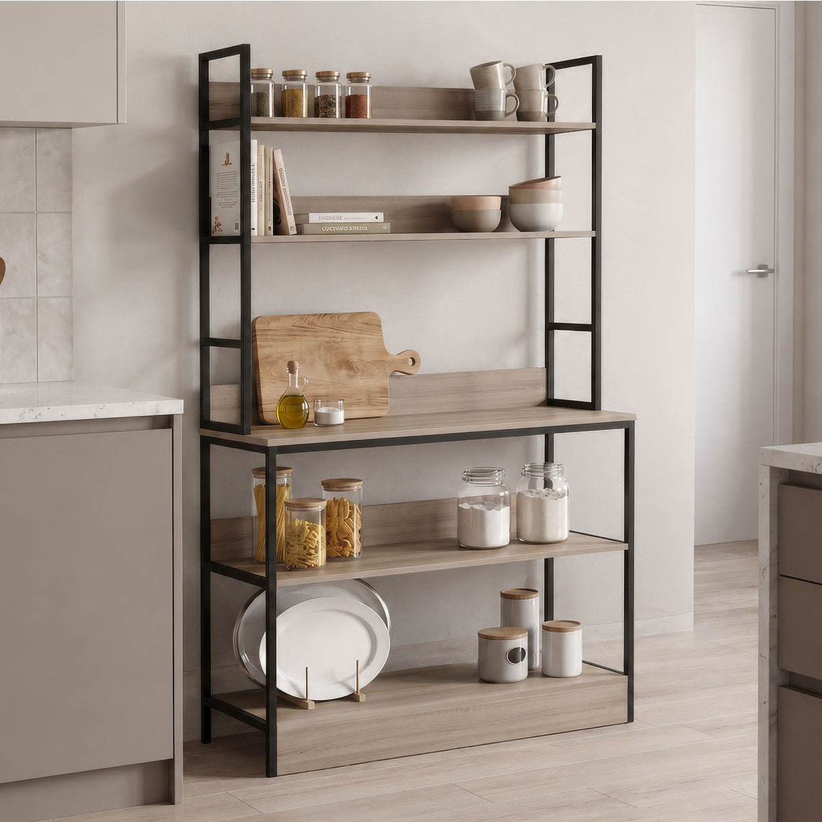 Επιδαπέδια Ραφιέρα Oranis Sonoma-Μαύρο 105x38x165