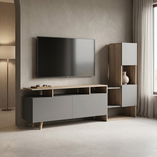 Σύνθετο Σαλονιού Defry Sonoma-Ανθρακί 177.5x31.5x110