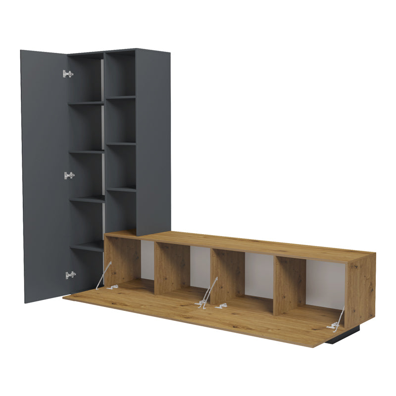 Σύνθετο Σαλονιού Tilveo Oak-Ανθρακί 230x41.5x180