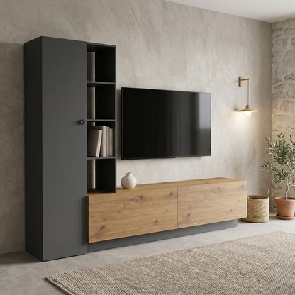 Σύνθετο Σαλονιού Tilveo Oak-Ανθρακί 230x41.5x180