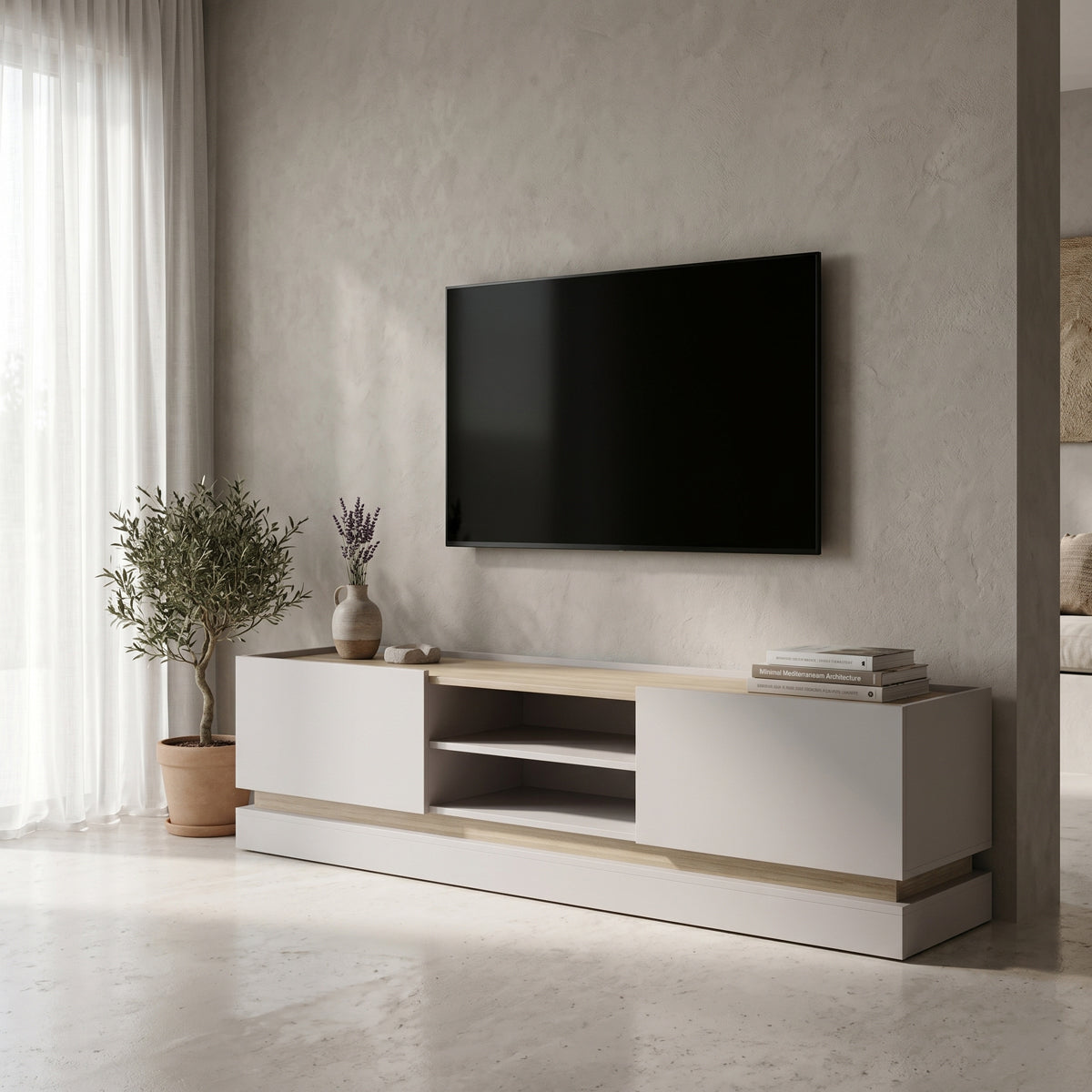 Έπιπλο Τηλεόρασης Wendo Γκρι-Sonoma 200x37x47