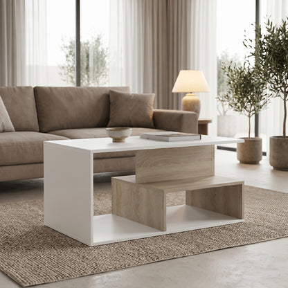 Τραπέζι Σαλονιού Kelena Sonoma-Λευκό 90x51x43