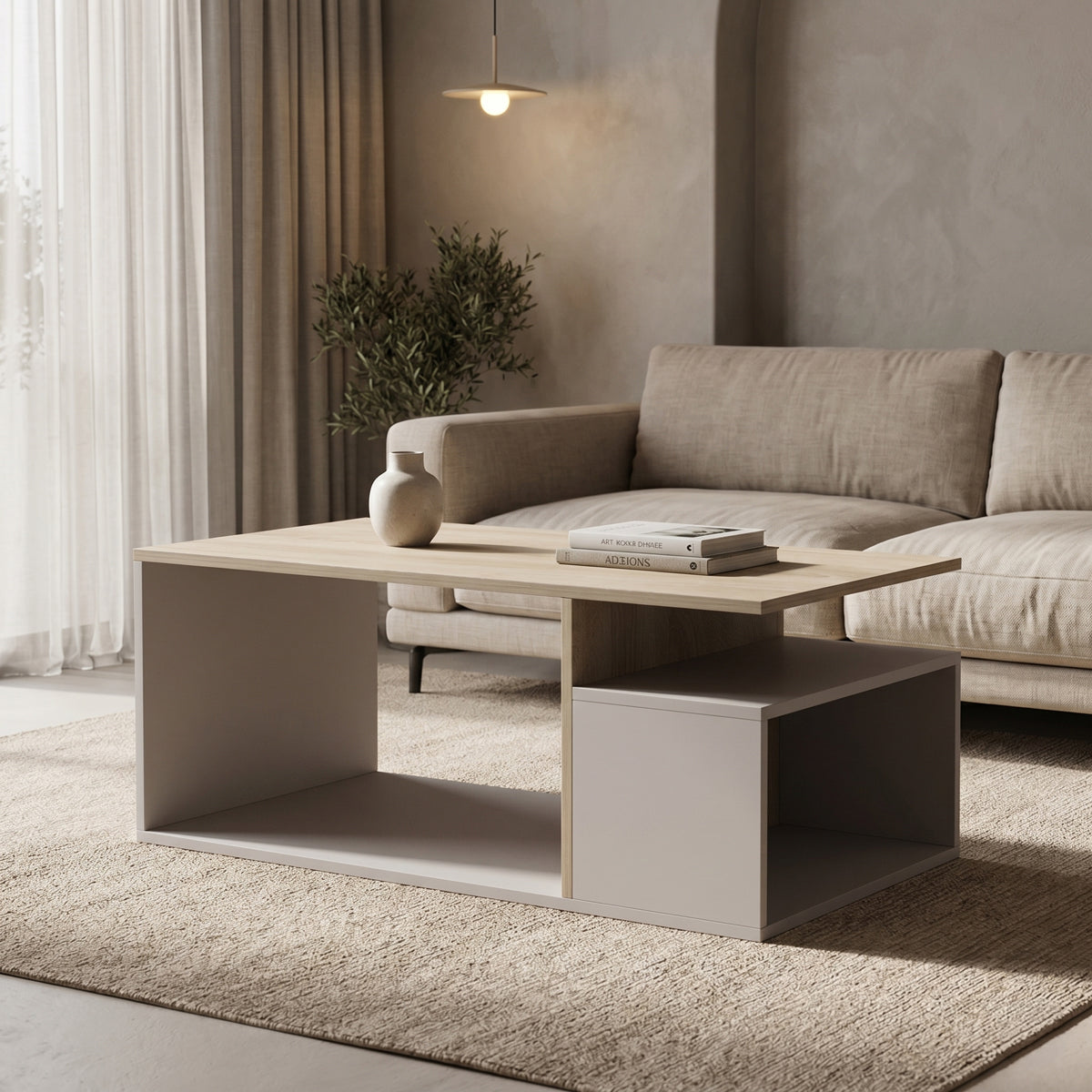 Τραπέζι Σαλονιού Wendo Γκρι-Sonoma 91x37x50