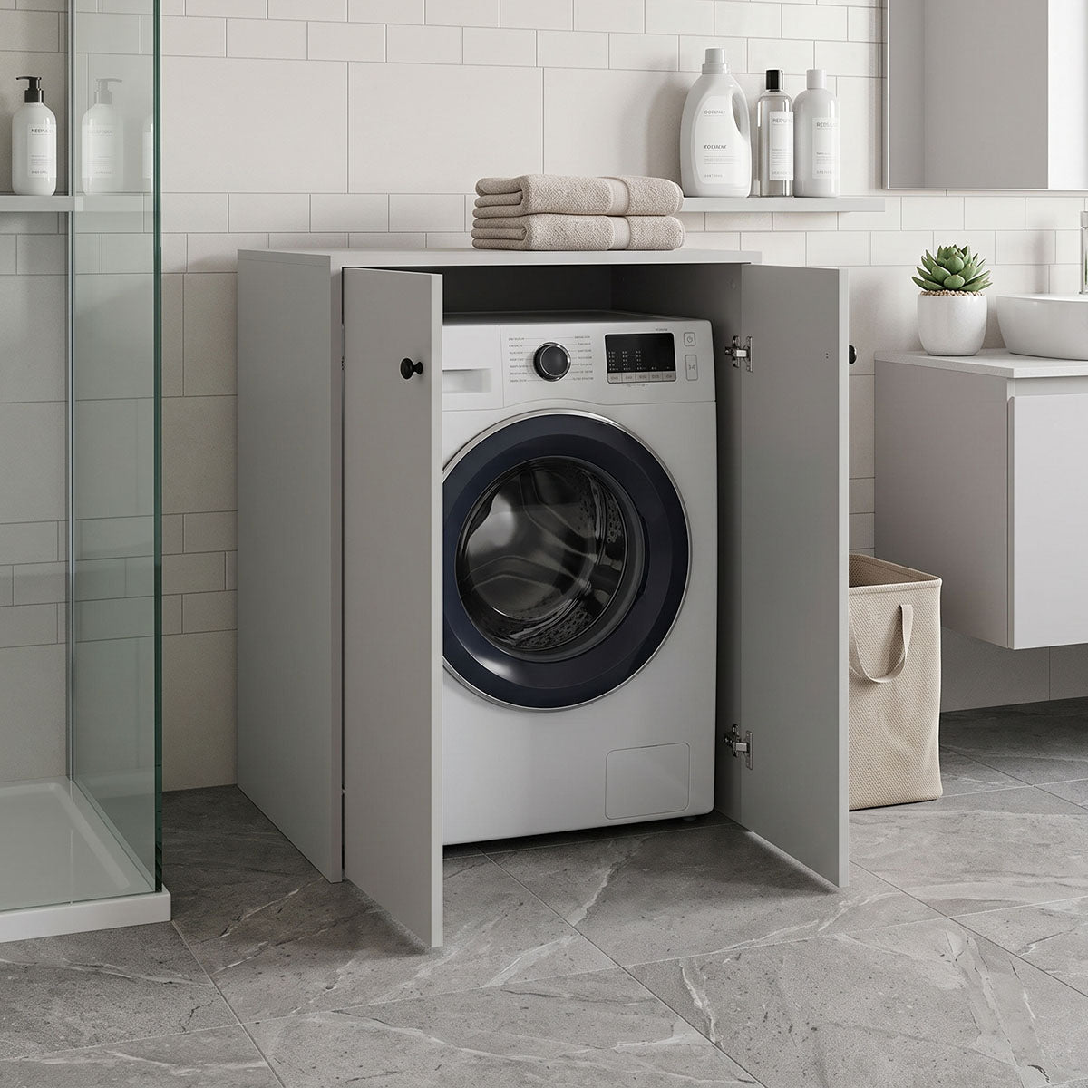 Bathy Laundry Cabinet White 70x66x90