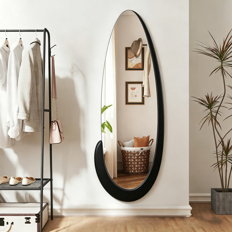 Marly Oval Mirror Black MDF 50.5x4x127
