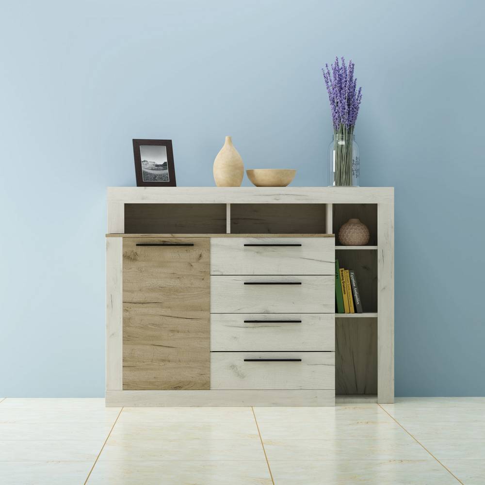 Μπουφές Milana Λευκό-Γκρι Δρυς 140.2x46.5x107.3