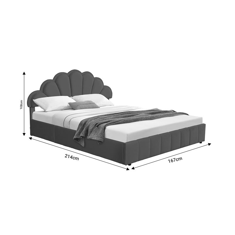 Κρεβάτι Διπλό Wardie Βελούδο Μπεζ Με Αποθηκευτικό Χώρο 160X200