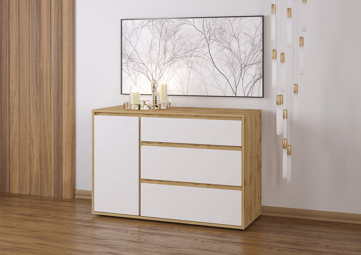 Μπουφές Nitro Soft Λευκό με Βελανιδιά 120x40x80