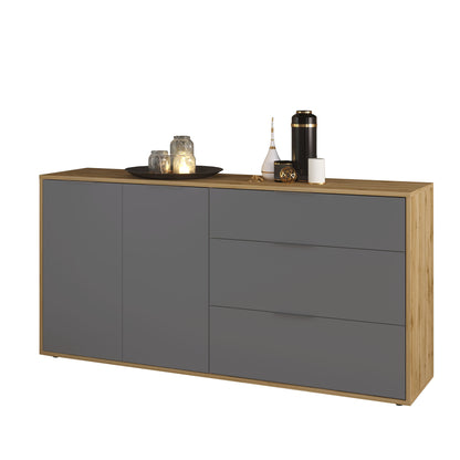 Μπουφές Nitro Γκρι Γραφίτη με Βελανιδιά 160x40x80