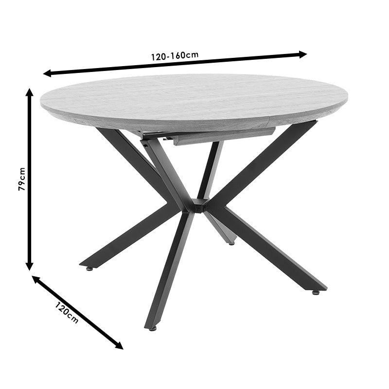 Τραπέζι Lydia MDF Επεκτεινόμενο Καρυδί-Μαύρο 120-160x120x79