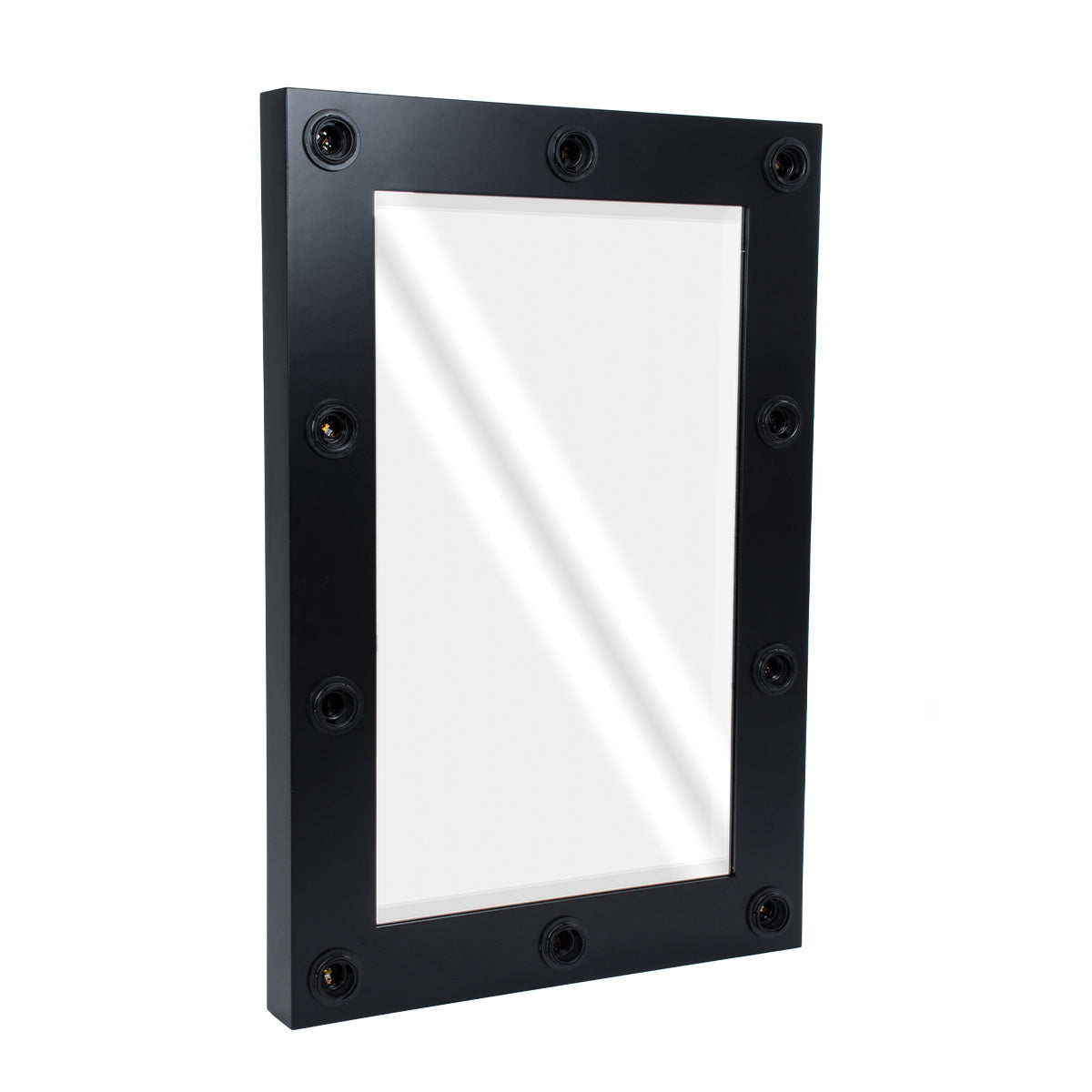 MAKEUP MIRROR-60x90-5 Μοντέρνος Καθρέπτης Μακιγιάζ με Πλαίσιο Φυσικού Ξύλου με Διακόπτη On/Off 10 x E27 AC220-240V - Μ60 x Π7 x Υ90cm - Μαύρος Έβενος