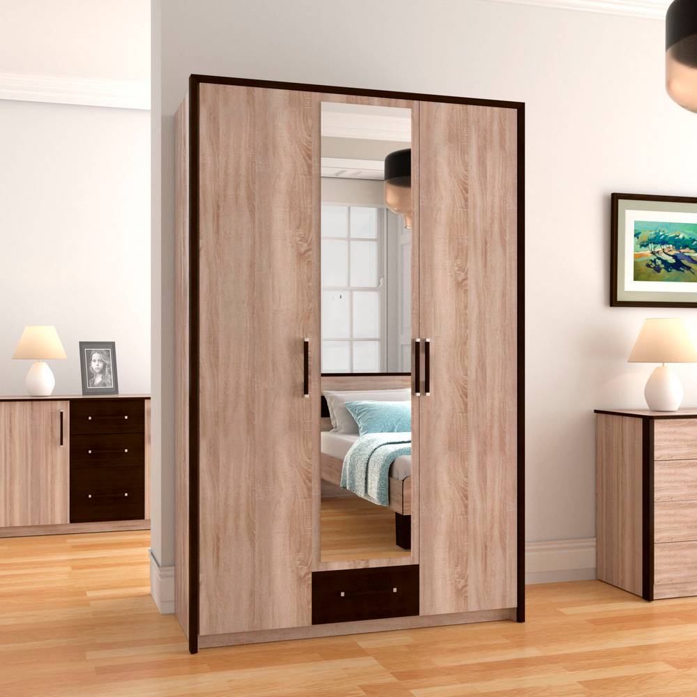 Ντουλάπα Τρίφυλλη Scarlet3D Sonoma-Wenge 136x58x212