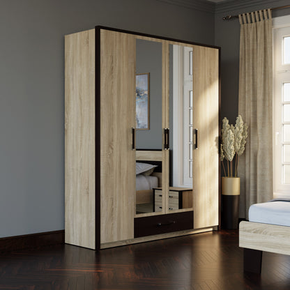 Ντουλάπα Τετράφυλλη Scarlet Sonoma-Wenge 180x58x212