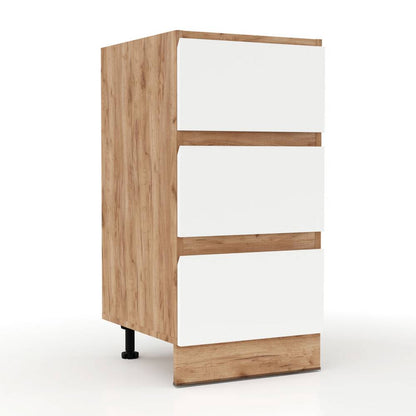 Floor-standing Chest of Drawers Soft White with Oak Dimensions 40x46.5x81.5