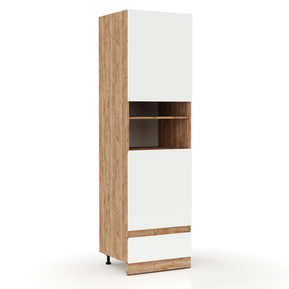 Επιδαπέδια Στήλη Κουζίνας Soft Λευκό με Βελανιδιά Διαστάσεις 60x56x213,4