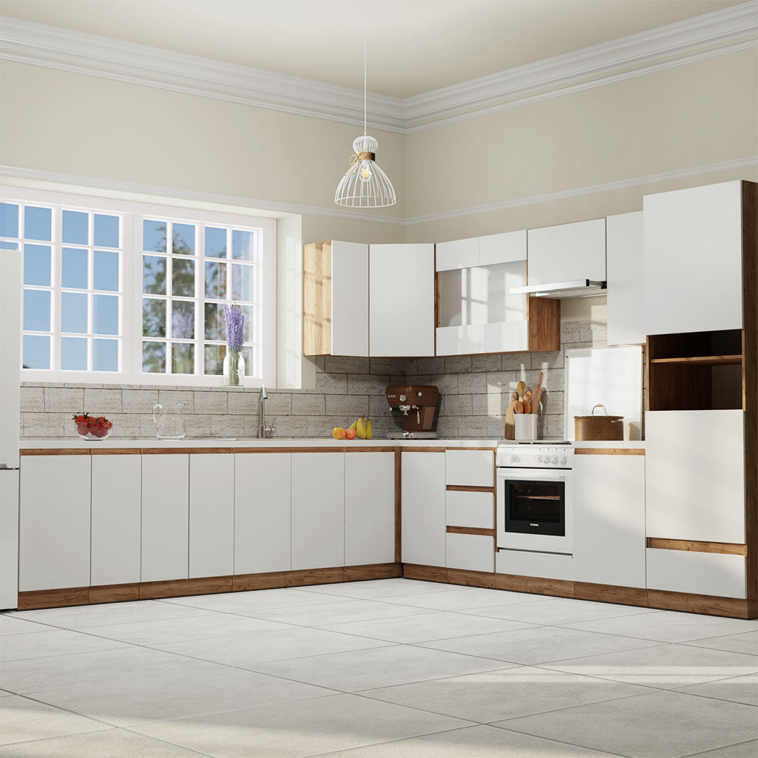 Soft Kitchen 15-Piece Set White with Oak
