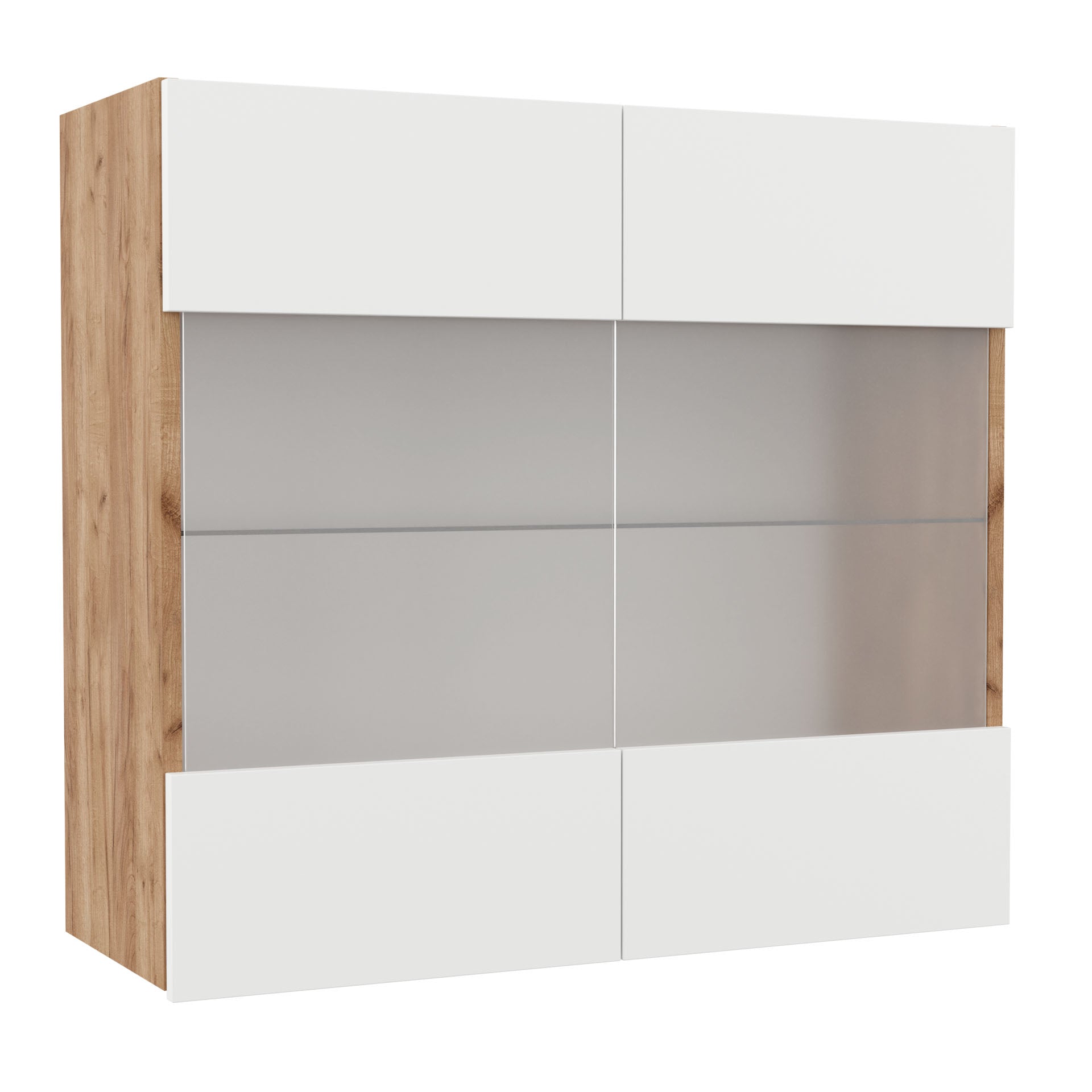 Επιτοίχιο Ντουλάπι με Τζάμι Κουζίνας Soft Λευκό με Βελανιδιά Διαστάσεις 80x30,5x72,8