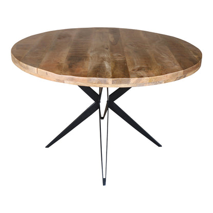 Τραπέζι Bocco Ι Ξύλο Mango Φυσικό 3εκ με Μαύρα Μεταλλικά Πόδια Φ150x77