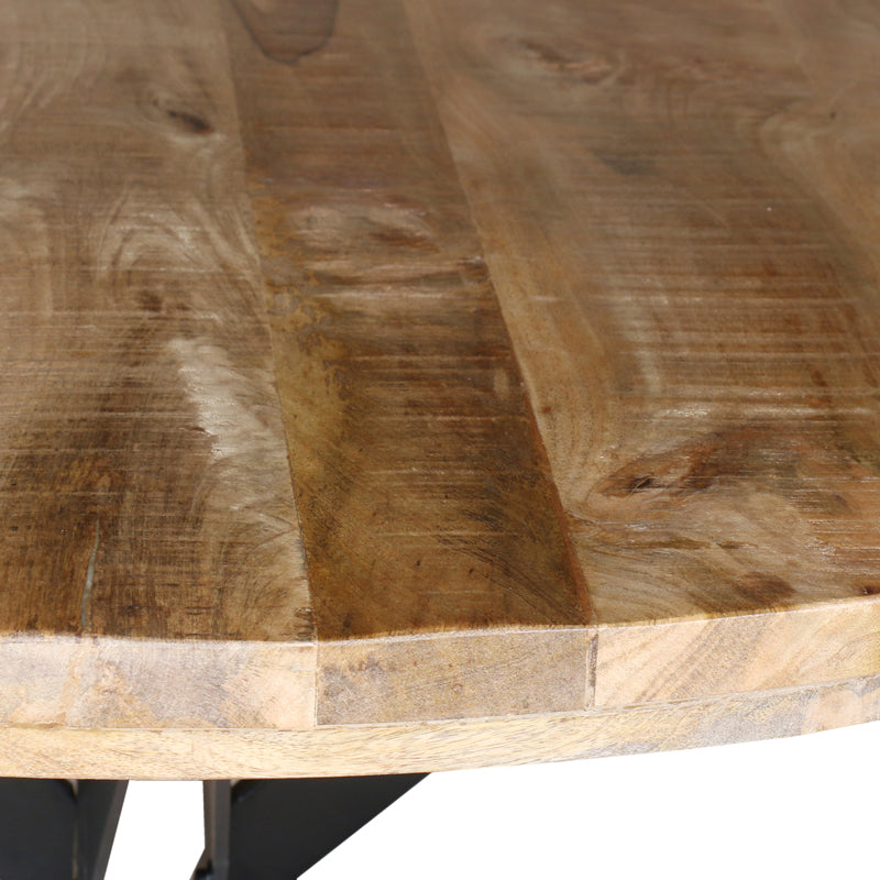 Τραπέζι Bocco Ι Ξύλο Mango Φυσικό 3εκ με Μαύρα Μεταλλικά Πόδια Φ150x77