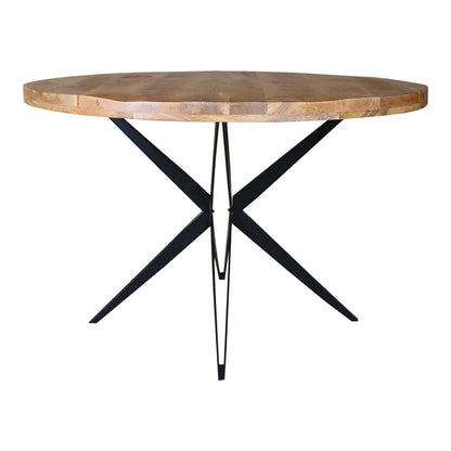 Τραπέζι Bocco Ι Ξύλο Mango Φυσικό 3εκ με Μαύρα Μεταλλικά Πόδια Φ150x77