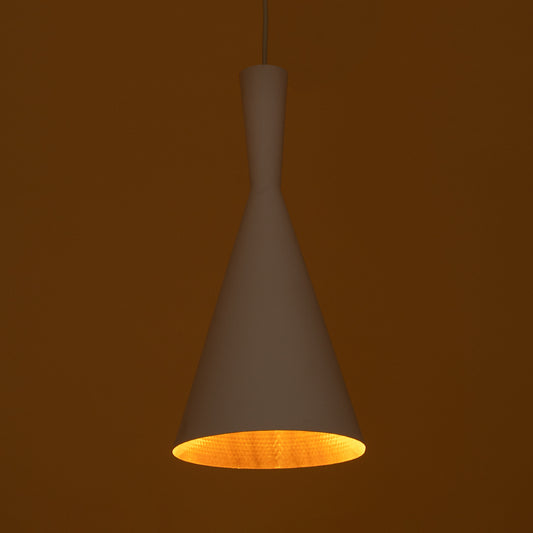 SHANGHAI 01026-C Μοντέρνο Κρεμαστό Φωτιστικό Οροφής με Ντουί 1 x E27 AC 220-240V IP20 - Λευκό & Χρυσό - Μ19 x Π19 x Υ38