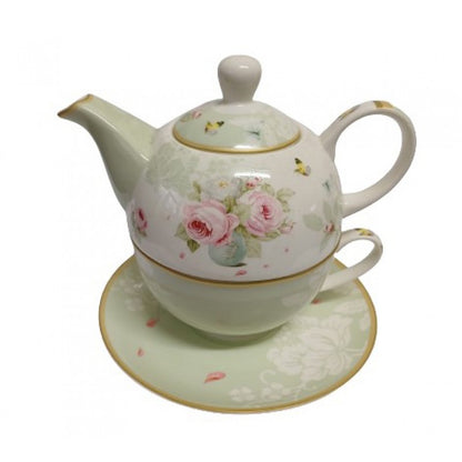 Σετ Φλιτζάνι Τσαγιού με Τσαγιέρα και Πιατάκι Πορσελάνης 3 Τεμ Floral Paris Roses 14x17x15