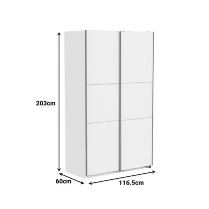 Ντουλάπα Ρούχων Kawen Δίφυλλη με Συρόμενες Πόρτες Λευκό 116.5x60x203