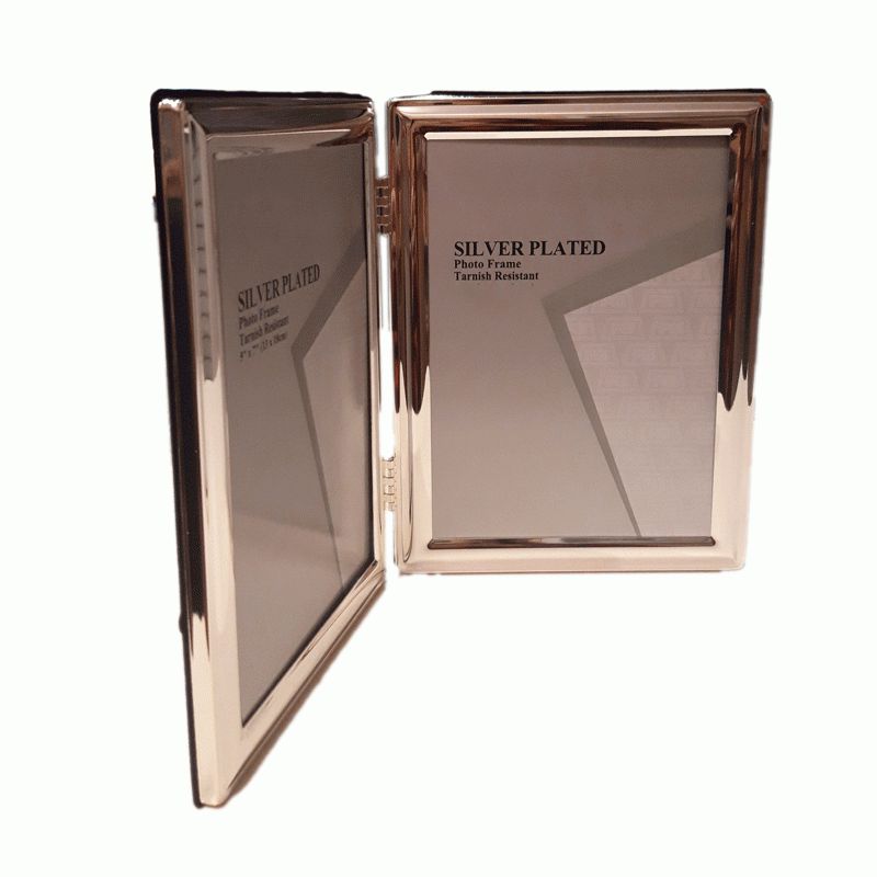 Κορνίζα Διπλή Μεταλλική Ασημί 9x13εκ