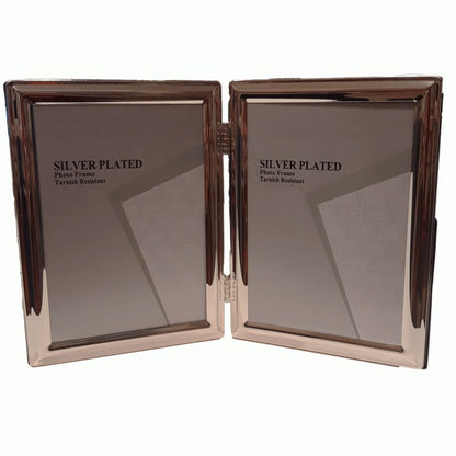 Κορνίζα Διπλή Μεταλλική Ασημί 9x13εκ