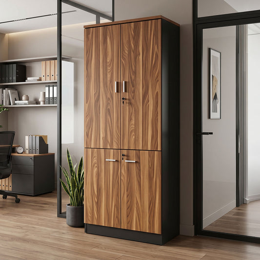Ντουλάπα Γραφείου Επαγγελματική Enhansa Καρυδί Ανθρακί 80x40x200