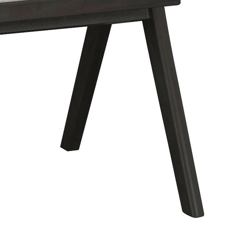 Πολυθρόνα Winslow Ξύλο Rubberwood Μαύρο-PVC Rattan Φυσικό-Ύφασμα Γκρι