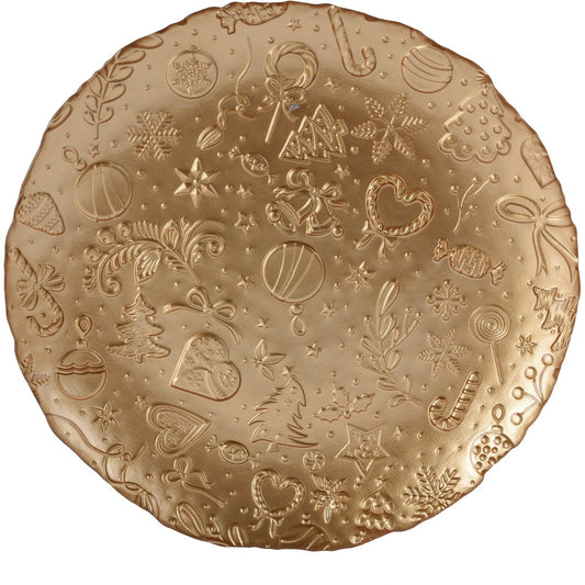 Πιατέλα Γυάλινη Χρυσή 32εκ