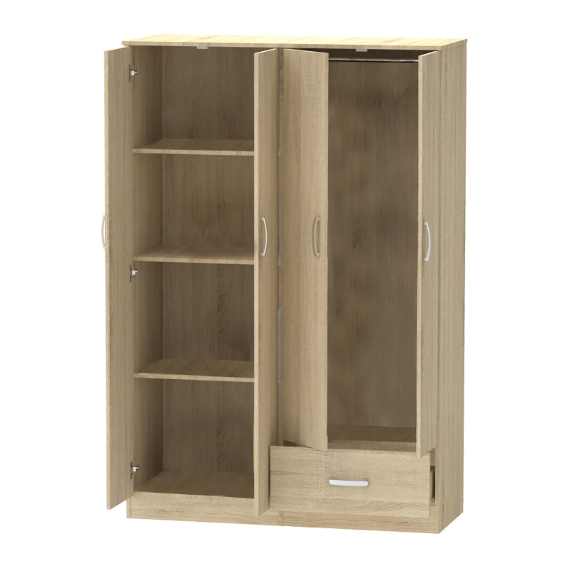 Ντουλάπα Ρούχων Τετράφυλλη Karter Sonoma Μελαμίνης 121x48x180
