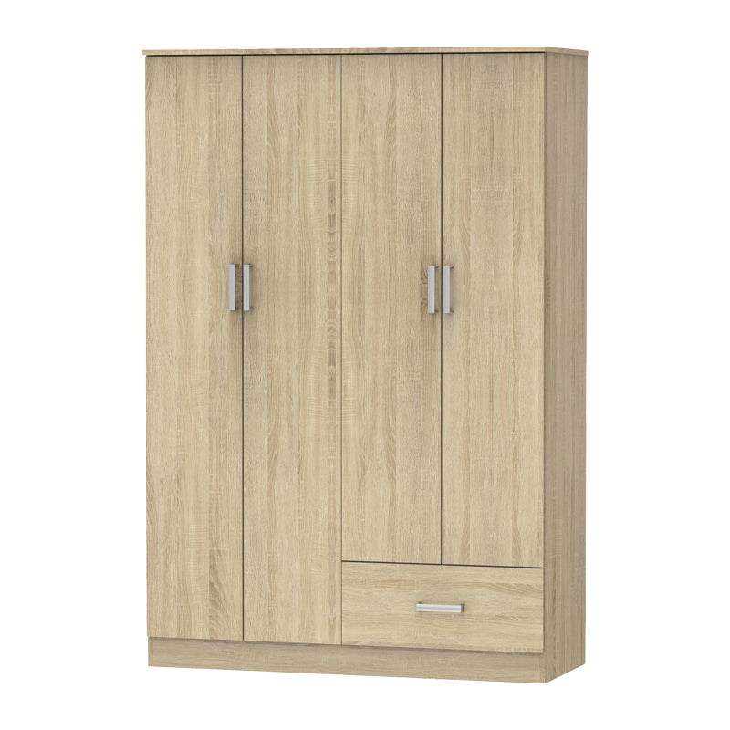 Ντουλάπα Ρούχων Τετράφυλλη Karter Sonoma Μελαμίνης 121x48x180