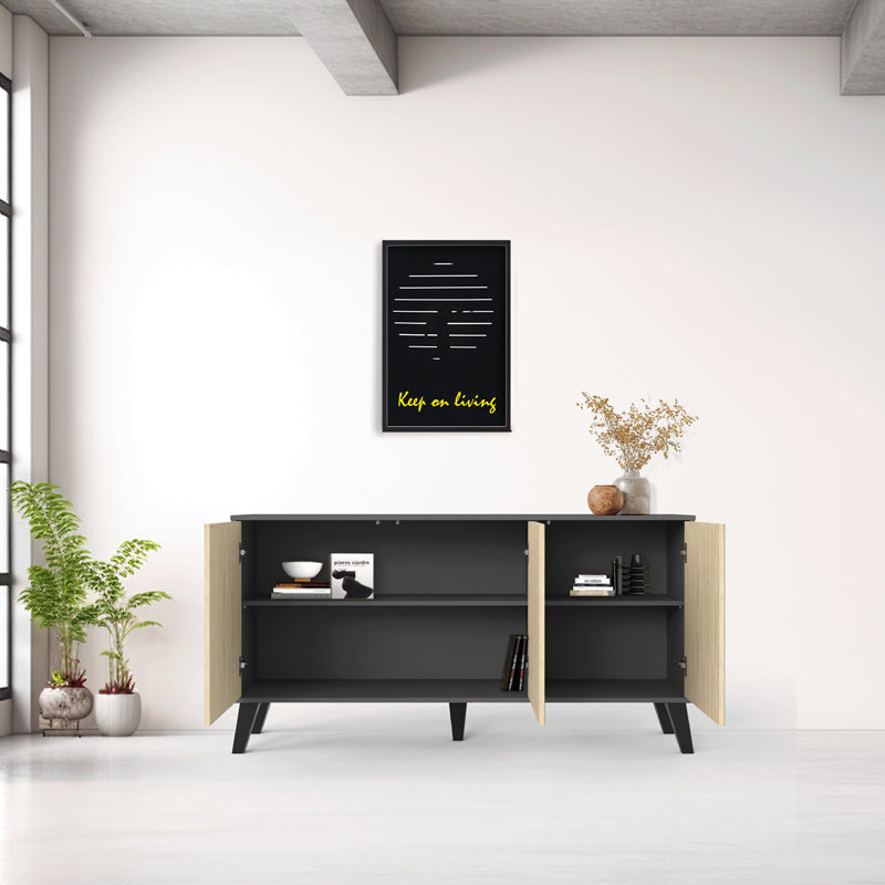 Μπουφές Billie Ανθρακί-Sonoma 149x40x77