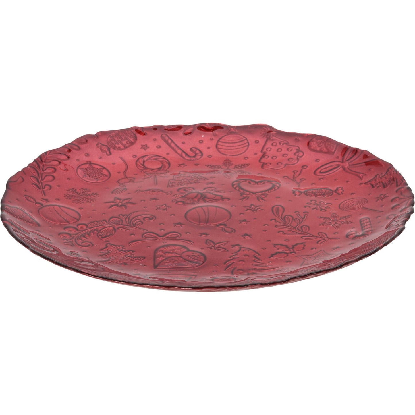 Πιατέλα Γυάλινη Κόκκινη 32εκ