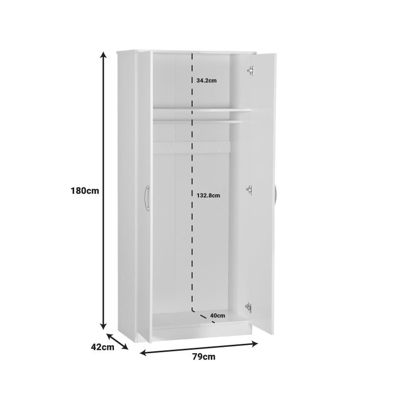    Ντουλάπα Ρούχων Δίφυλλη Zelia σε Sonoma-oak Απόχρωση 79x42x180