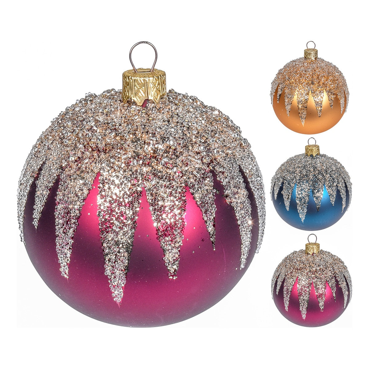 Μπάλα Γυάλινη Ματ 3 Σχδ με Glitter 8εκ