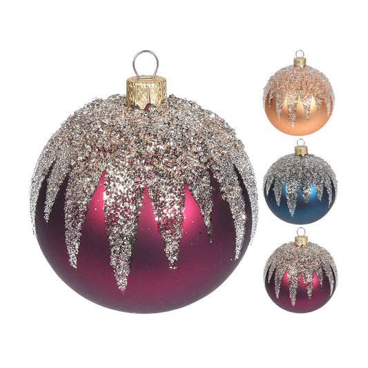 Μπάλα Γυάλινη Ματ 3 Σχδ με Glitter 10εκ